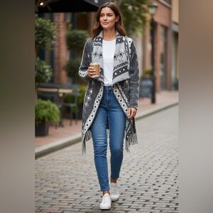 Stetson Womens Wool Blend Cardigan Sweater Western Southwestern Aztec Size XS